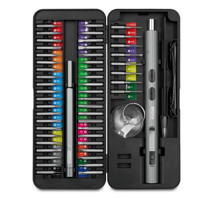 Електровикрутка Brevia з комплектом насадок для точних робіт електрична 15,8х180мм, 58в1, ціна: 1 911 грн.