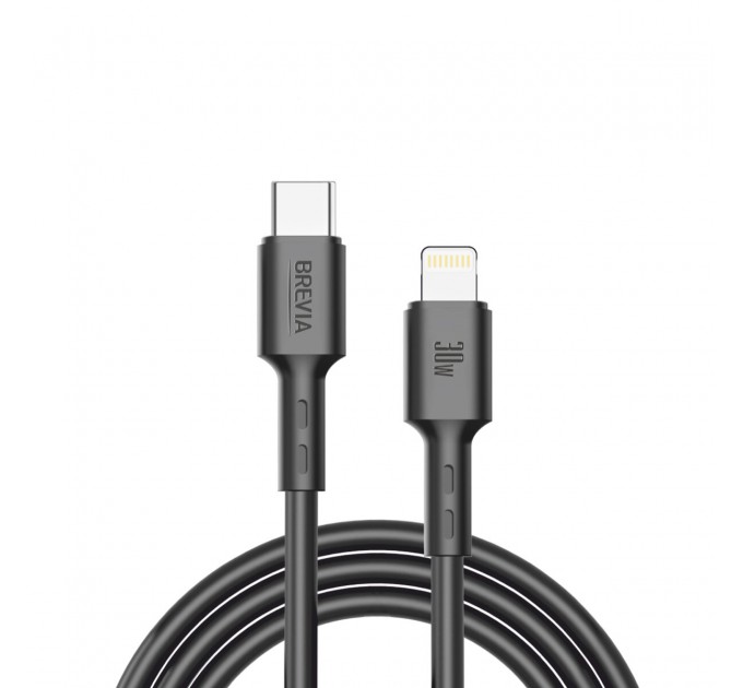 Кабель Brevia Type-C to Lightning 30W 2м, черный ZIP, цена: 211 грн.
