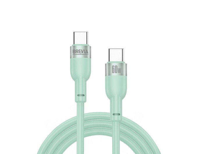 Кабель Brevia Type-C to Type-C 60W 1,2м м'ятний ZIP, ціна: 154 грн.