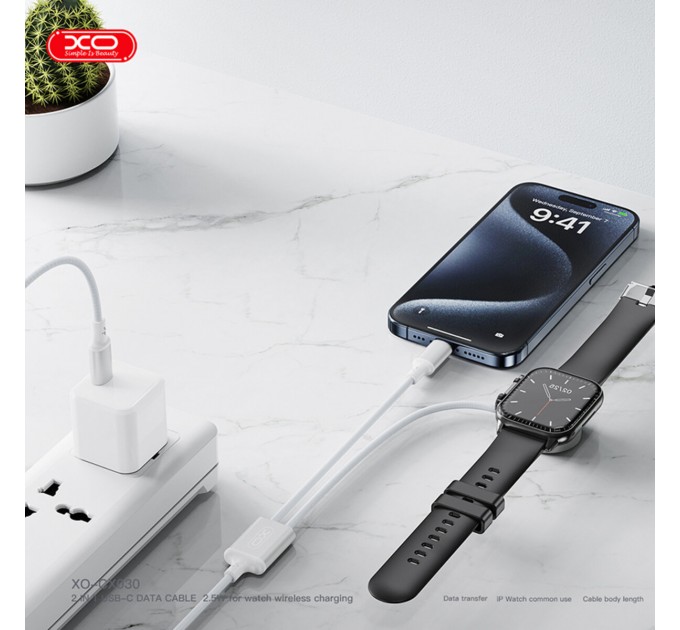 Беспроводное зарядное устройство XO CX030 2в1 Type-c + Watch Charger белый, цена: 339 грн.