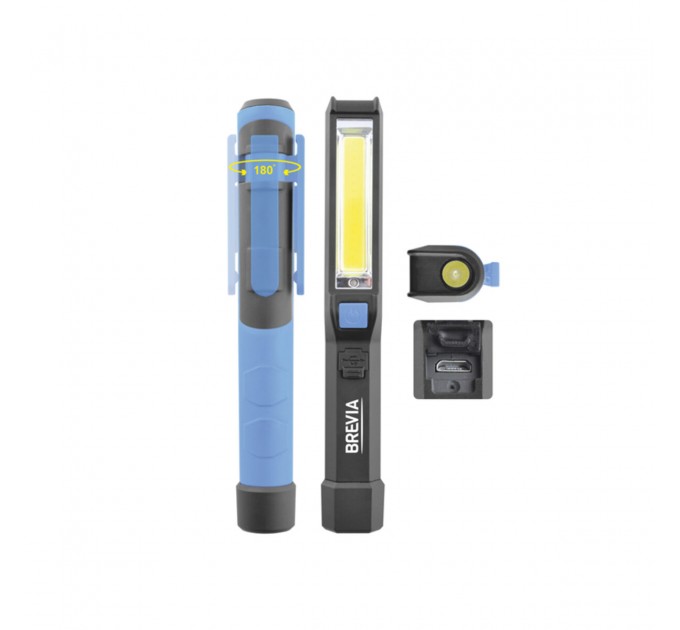 Фонарь инспекционный Brevia LED Pen Light 2W COB+1W LED 150lm 900mAh microUSB, цена: 385 грн.