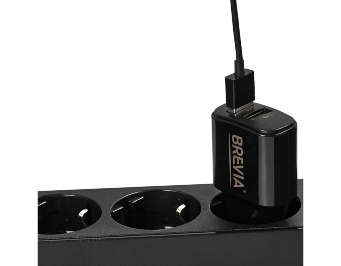 Сетевое зарядное устройство Brevia ePower 12W 2xUSB-A + кабель USB-A to Lightning 1м черный, цена: 326 грн.