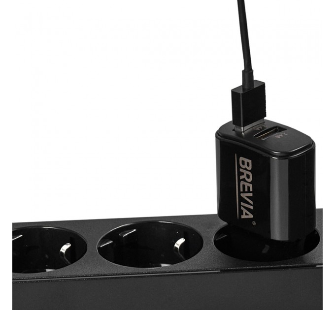 Сетевое зарядное устройство Brevia ePower 12W 2xUSB-A + кабель USB-A to Lightning 1м черный, цена: 319 грн.