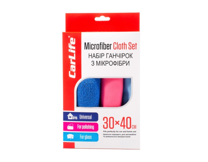 Набір ганчірок з мікрофібри CarLife 30x40см 3шт, ціна: 145 грн.