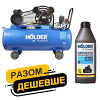 Комплект воздушный компрессор Molder с ресивером 100л, 2200Вт + компрессорное масло Molder VDL 100 1л