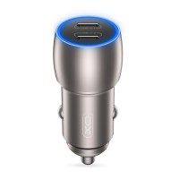 Автомобильное зарядное устройство XO CC51 PD40W Metal Intelligent Dual + Lightning кабель