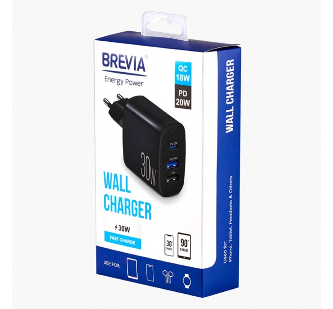 Сетевое зарядное устройство Brevia ePower PD20W+QC18W+12W черный, цена: 644 грн.