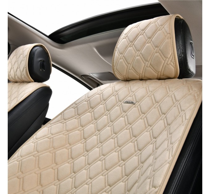Преміум накидки для передніх сидінь CarLife Turbo, biege 2шт, ціна: 2 247 грн.