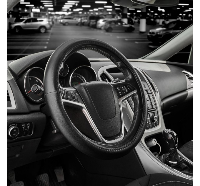 Чохол на кермо Carlife 39 - 41см, екошкіра, чорний, один шов, ціна: 239 грн.