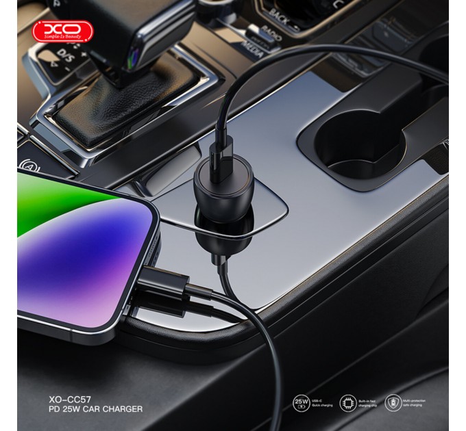 Автомобильное зарядное устройство XO CC57 PD25W Smart Metal Single C Port черный, цена: 109 грн.