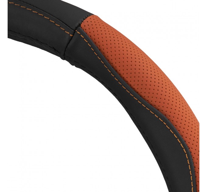 Чохол на кермо Carlife 39 - 41см, шкіра, чорний з коричневими вставками, ціна: 434 грн.