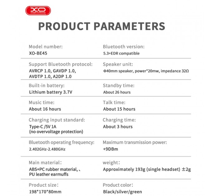 Беспроводные наушники XO BE45 Beiguo зеленые, цена: 539 грн.