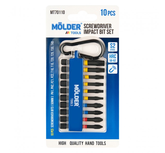 Набір біт ударних Molder 50мм 10шт (кольорове маркування), ціна: 207 грн.