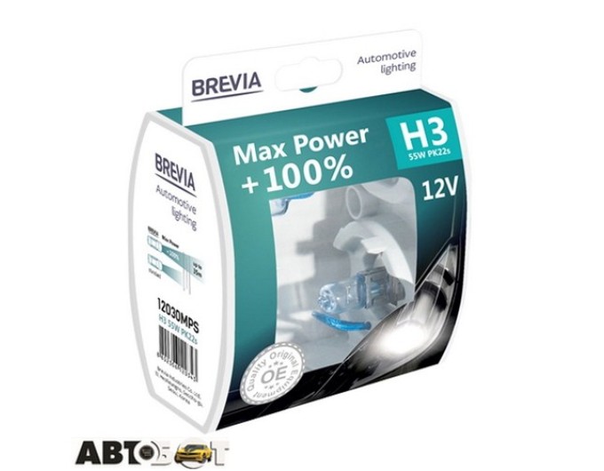 Галогенна лампа BREVIA Max Power +100% H3 12030MPS (2 шт.), ціна: 550 грн.