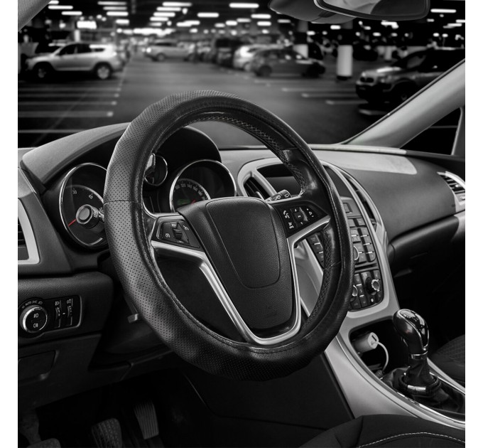 Чохол на кермо Carlife 39 - 41см, екошкіра, чорний, один шов, перфорований SW143L, ціна: 284 грн.