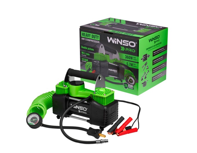 Компресор автомобільний Winso Pro Heavy Duty 12В 10Атм 90л/хв із зажимами АКБ, ціна: 2 162 грн.