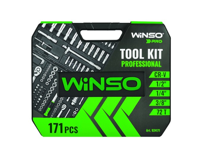 Профессиональный набор инструментов в кейсе Winso Pro 1/2", 1/4", 3/8" 72T, CR-V, 171ед., цена: 5 378 грн.