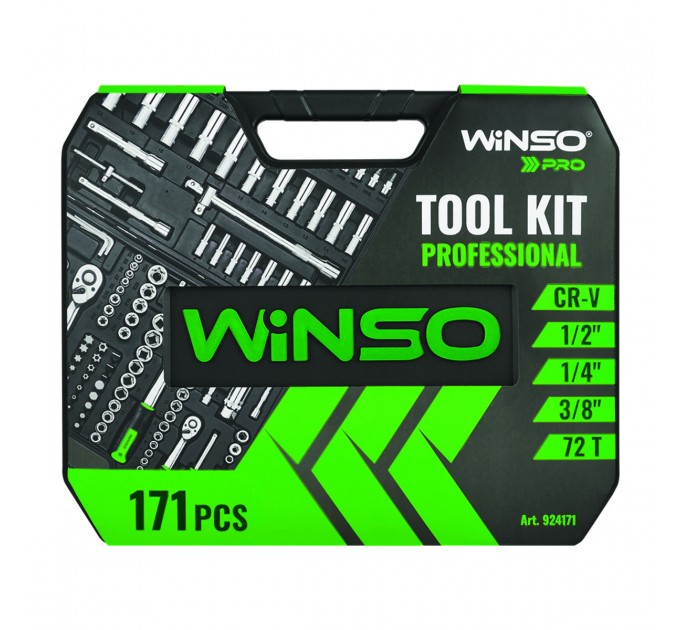 Професійний набір інструментів в кейсі Winso Pro 1/2", 1/4", 3/8" 72T, CR-V, 171од., ціна: 5 378 грн.