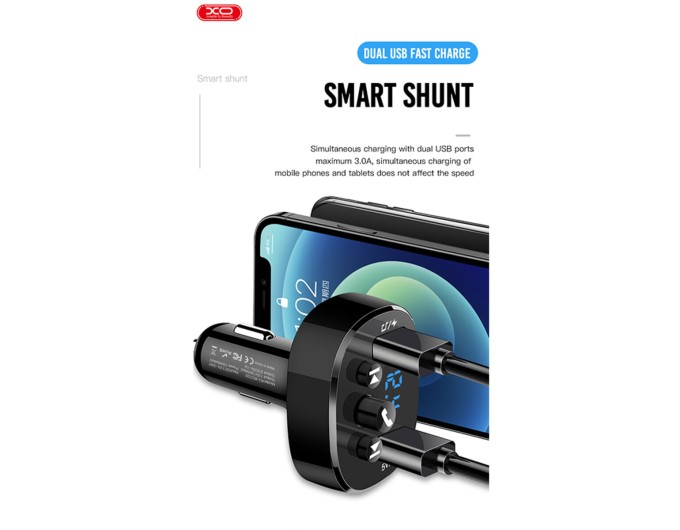 FM-трансмиттер XO BCC02 Bluetooth+FM+USB Charging черный, цена: 389 грн.