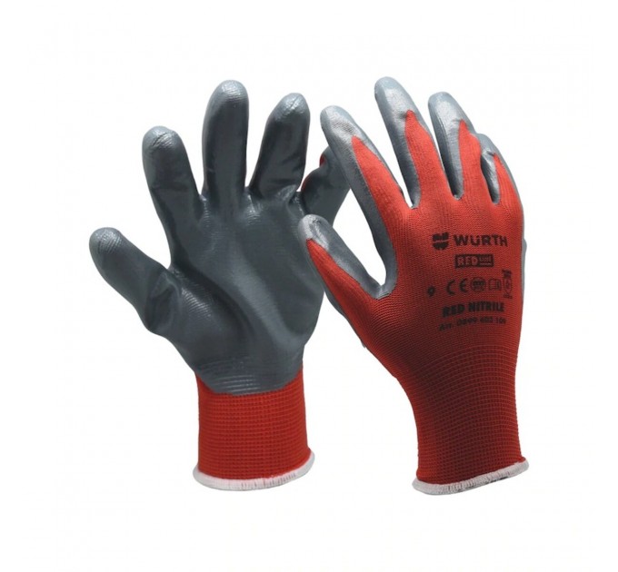 Рукавиці захисні з нітриловим покриттям Wurth Red Nitrile пара, розмір 11, ціна: 57 грн.
