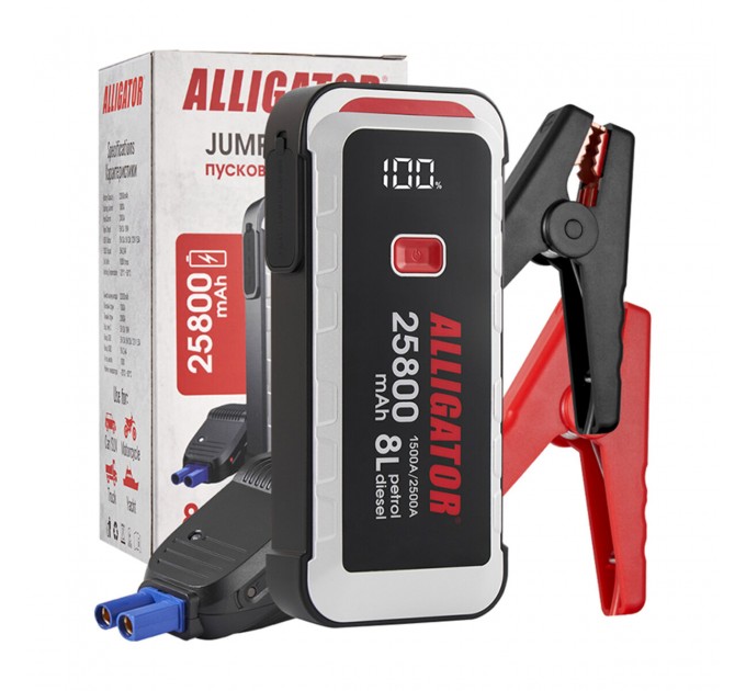 Пусковий пристрій Alligator Jump Starter 1500A/2500A 25800mAh зі Smart-клемами, ціна: 5 090 грн.