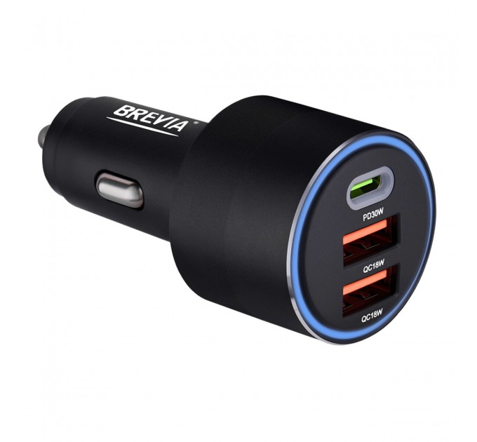 Автомобильное зарядное устройство Brevia ePower TriCharge 66W 1xUSB-C+2xUSB-A черный, цена: 614 грн.