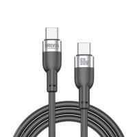 Кабель Brevia Type-C to Type-C 60W 1,2м, черный ZIP