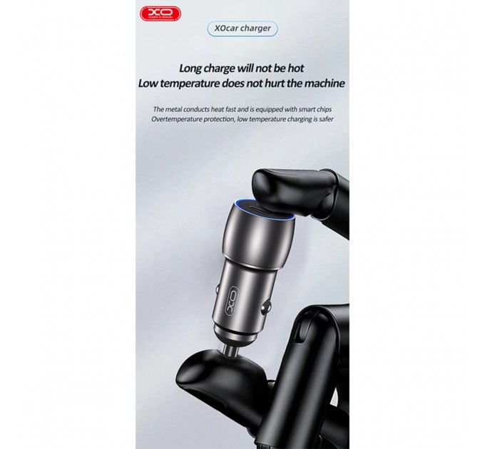 Автомобильное зарядное устройство XO CC52 Metal Dual USB QC3.0 36W черный, цена: 169 грн.