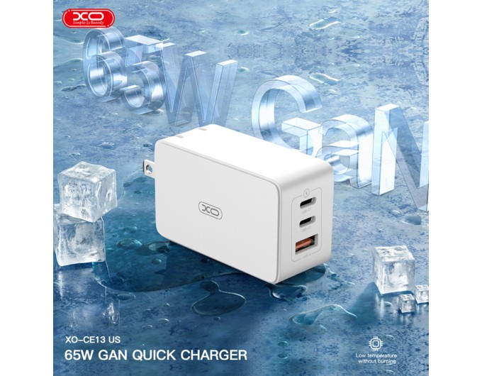 Сетевое зарядное устройство XO CE13 GaN 65W белый, цена: 1 049 грн.
