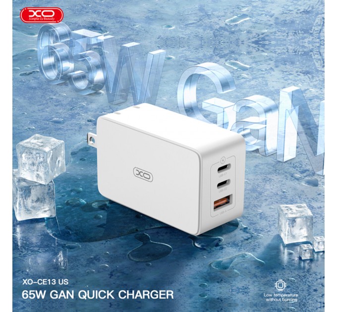 Сетевое зарядное устройство XO CE13 GaN 65W белый, цена: 949 грн.