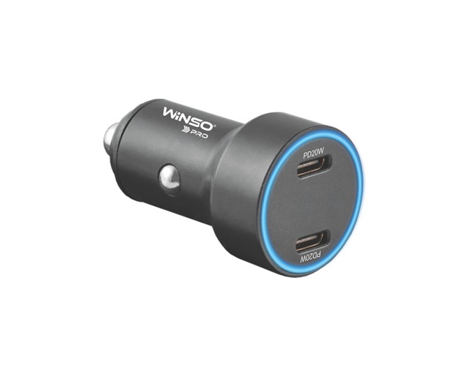 Автомобільний зарядний пристрій Winso Pro 40W 2xUSB-C LED Ring Metal, ціна: 457 грн.
