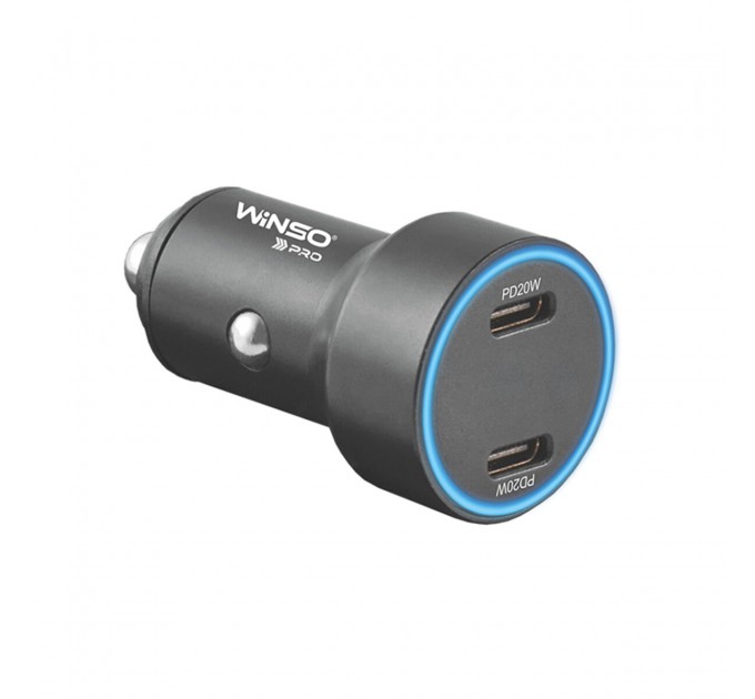 Автомобильное зарядное устройство Winso Pro 40W 2xUSB-C LED Ring Metal, цена: 452 грн.