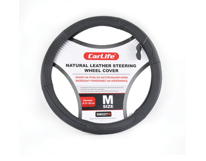 Чехол на руль CarLife 39-41 см кожаный черный, цена: 272 грн.