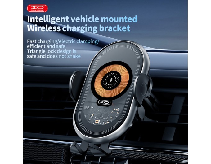 Тримач телефону автомобільний XO з бездротовою зарядкою WX038 15W Transparent Car Wireless Charging чорний, ціна: 939 грн.