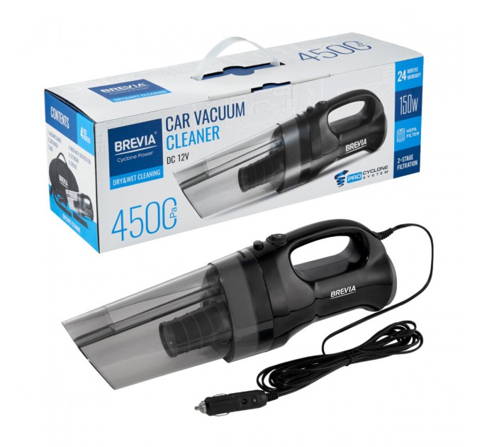 Пылесос автомобильный Brevia 150Вт 4.5кПа от прикуривателя черный, цена: 1 359 грн.