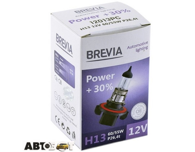 Галогенна лампа BREVIA H13 12V 60/55W P26.4t Power +30% CP 12013PC (1 шт.), ціна: 524 грн.