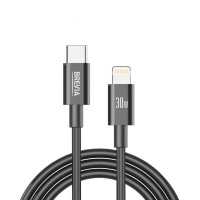 Кабель Brevia Type-C to Lightning 30W 1м, черный ZIP