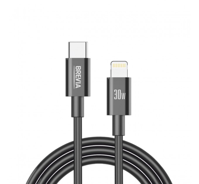 Кабель Brevia Type-C to Lightning 30W 1м, черный ZIP, цена: 178 грн.