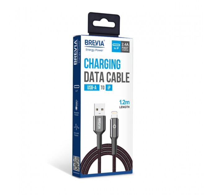 Кабель Brevia USB to Lightning 2,4А 1,2м, черный box, цена: 252 грн.