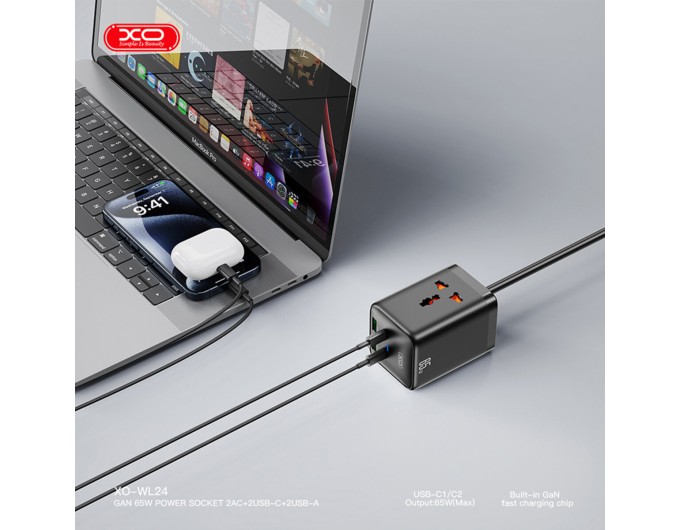 Сетевое зарядное устройство XO WL24 Fast Charging Desktop Charger Array Plug 65W черный, цена: 1 099 грн.
