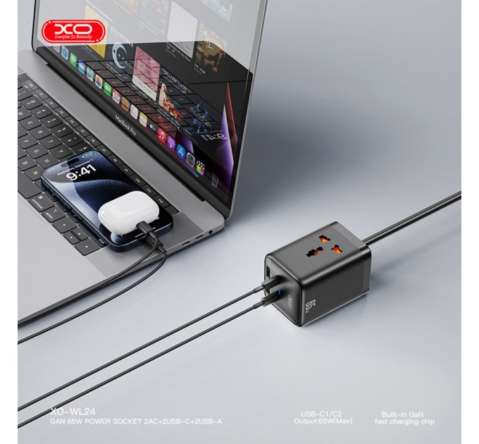 Сетевое зарядное устройство XO WL24 Fast Charging Desktop Charger Array Plug 65W черный, цена: 999 грн.