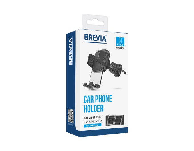 Держатель телефона автомобильный Brevia AirVent Pro СrystalHold на дефлектор, для 4.7-6.8", ширина до 90мм, черный, цена: 379 грн.
