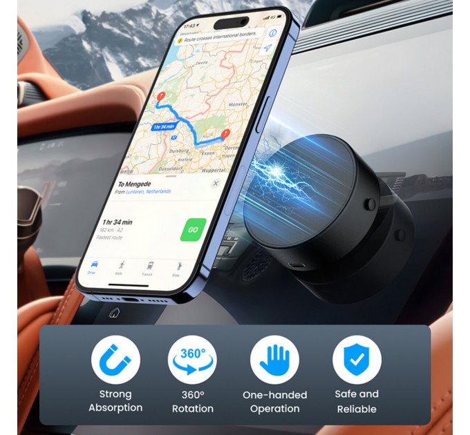 Держатель телефона автомобильный XO C155 Magnetic Car Suction Cup черный, цена: 559 грн.