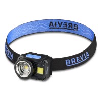 Фонарь налобный Brevia 550Lm, 3W CREE XPG+COB, 1200mAh/3xAAA, Zoom, с сенсором белый/красный