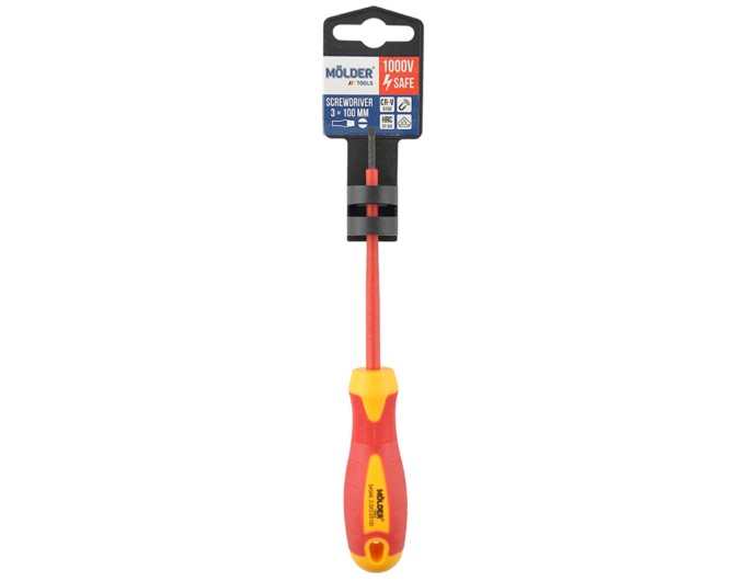 Отвертка Molder шлицевая диэлектрическая VDE 1000В, SL3x100mm, цена: 77 грн.