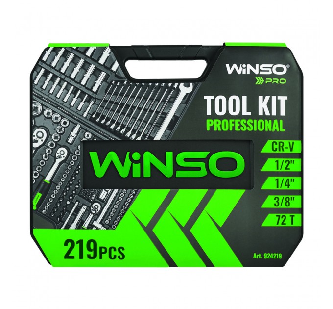 Професійний набір інструментів в кейсі Winso Pro 1/2", 1/4", 3/8" 72T, CR-V, 219од., ціна: 6 573 грн.