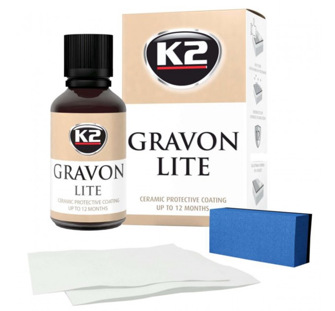 Набор керамического покрытия K2 Gravon Lite Set 50мл с аппликатором и салфетками, цена: 782 грн.