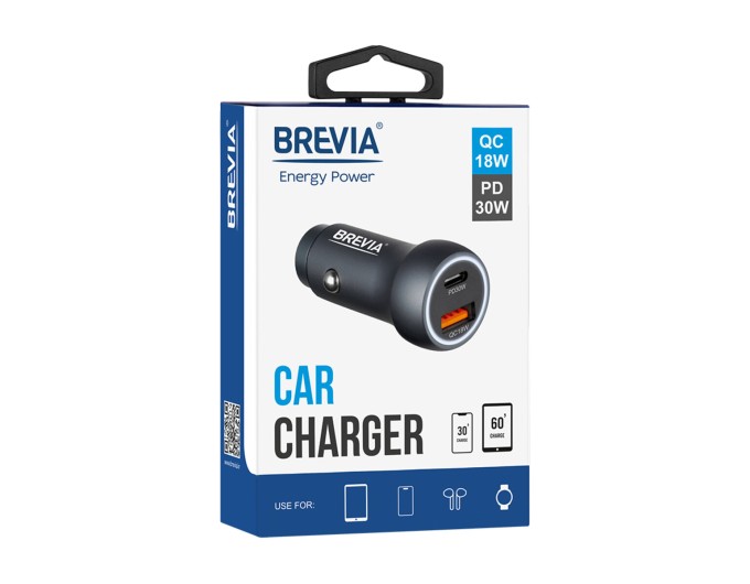 Автомобильное зарядное устройство для Brevia ePower Dual Style Metal LED 48W 1xUSB-C+1xUSB-A, цена: 339 грн.
