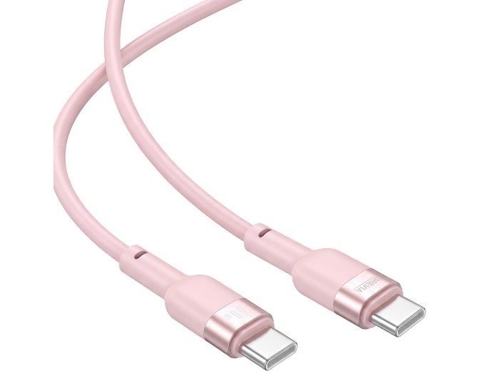 Кабель Brevia Type-C to Type-C 60W 1,2м, рожевий ZIP, ціна: 154 грн.