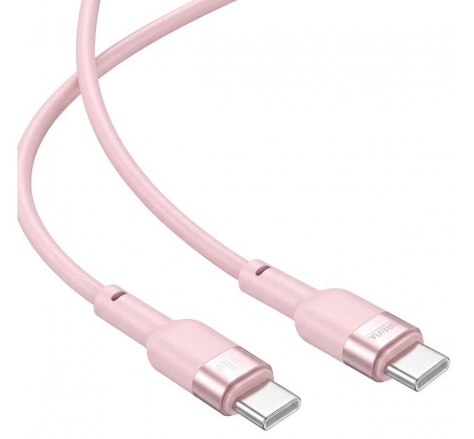 Кабель Brevia Type-C to Type-C 60W 1,2м, розовый ZIP, цена: 150 грн.